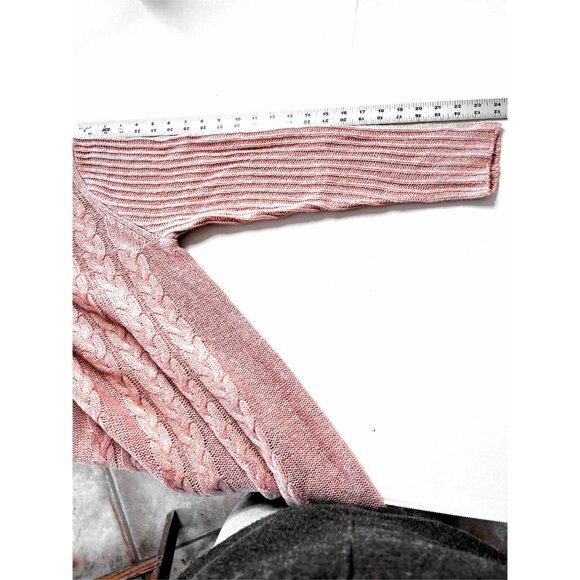 Womens Cable Knit Sweater Tunic Cowl Neck XL Oversized Slouchy Cozy Pink - Picture 9 of 13